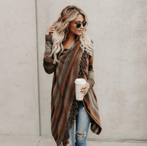 WW | Herbst und Winter Mittellange Strickjacke