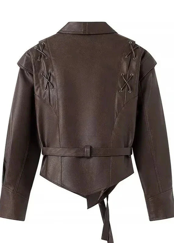 WW | Leather wrap jacket with belt