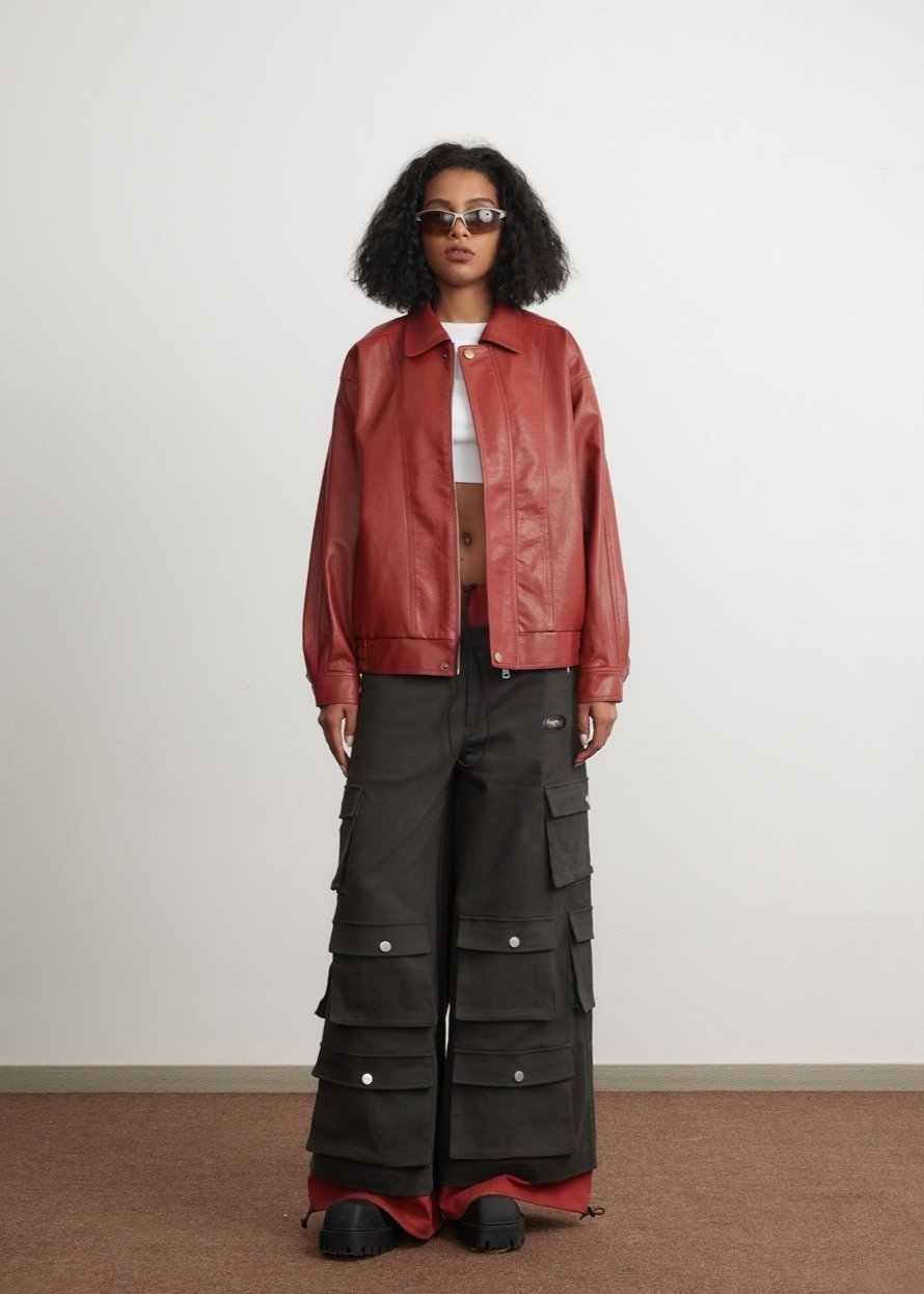 WW | Rote Lederjacke - Unisex Mode