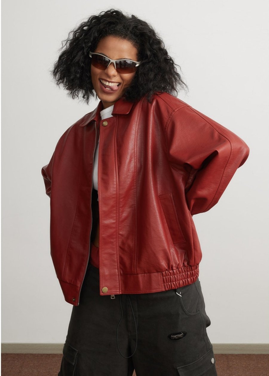 WW | Rote Lederjacke - Unisex Mode