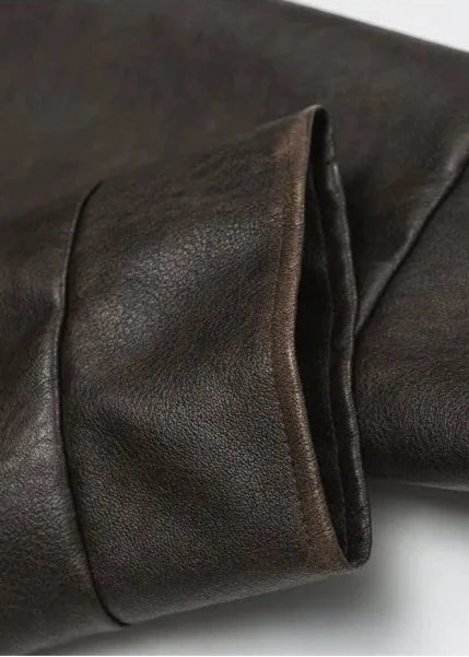 WW | Lässige PU-Lederjacke mit Stehkragen