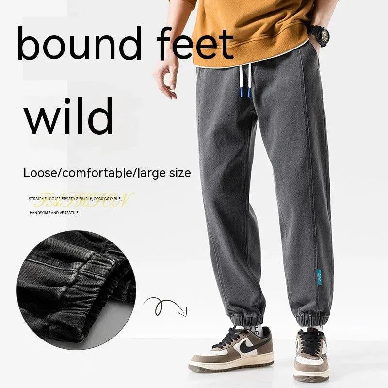 WW | Modische Plus-Size-Herren-Jeans mit Knöchelbindung