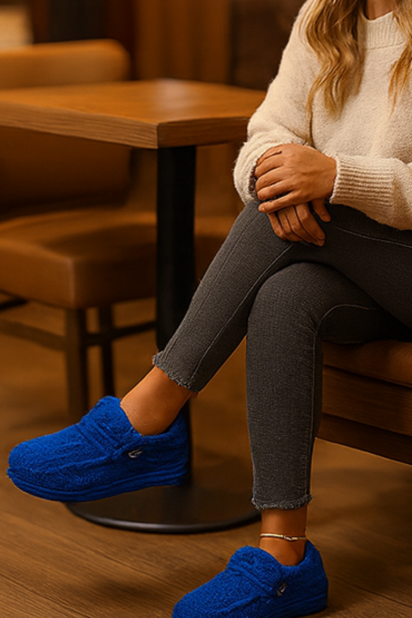 Winnie Warm Teddy Slippers - Blue
