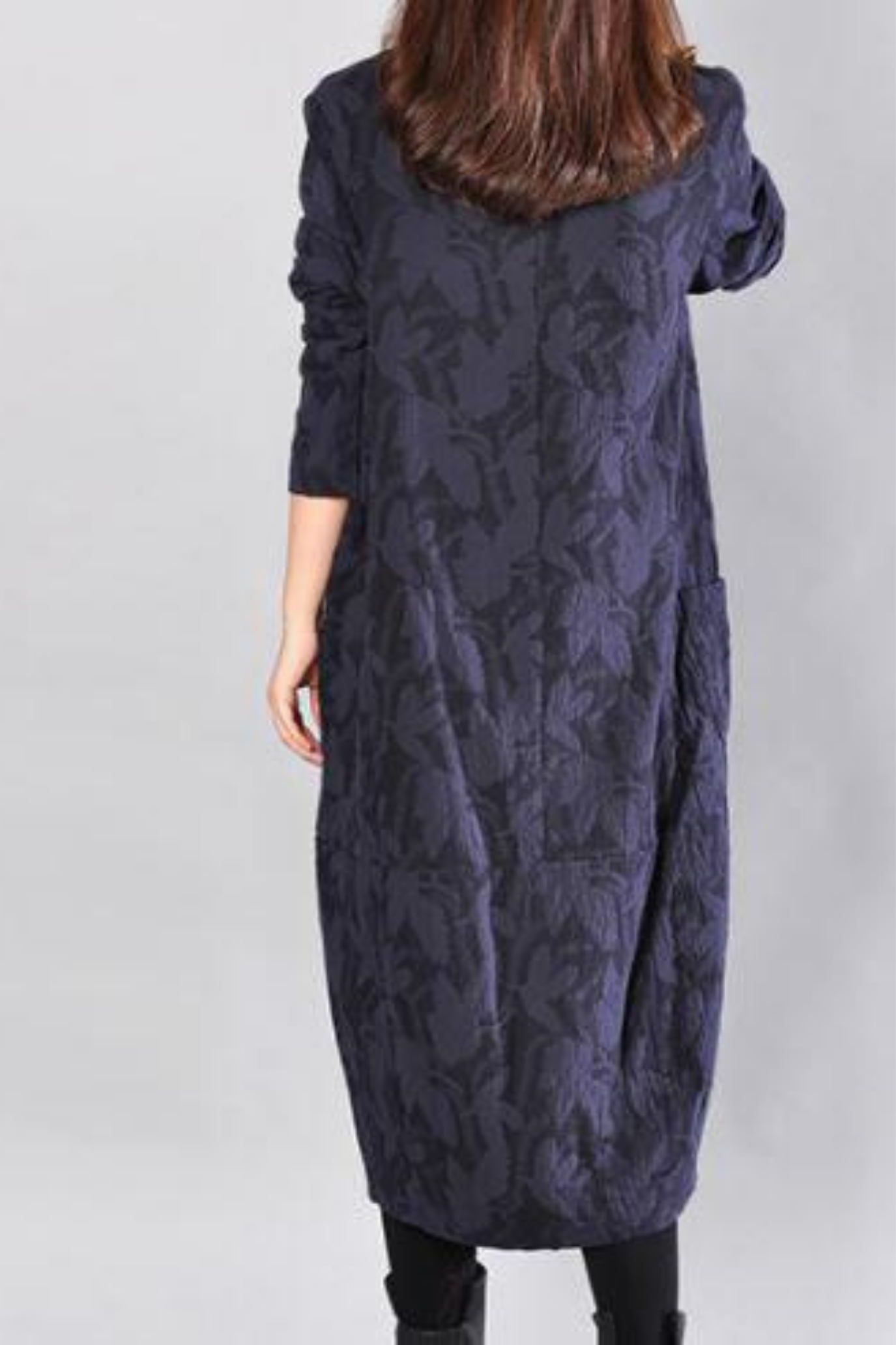 Kayla Maxi Dress with Leaf Print - Blue