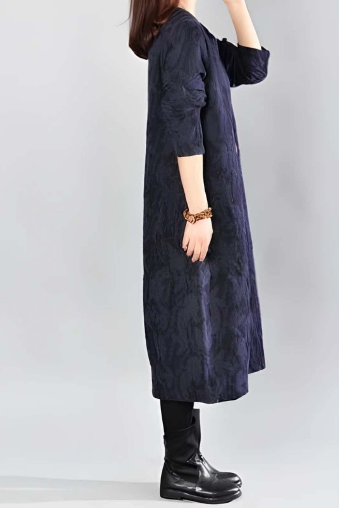 Kayla Maxi Dress with Leaf Print - Blue