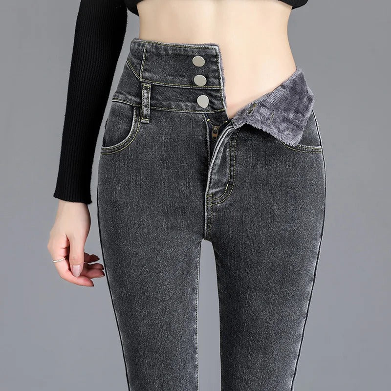 WW | Stylische High-Waist-Jeans mit Fleecefutter
