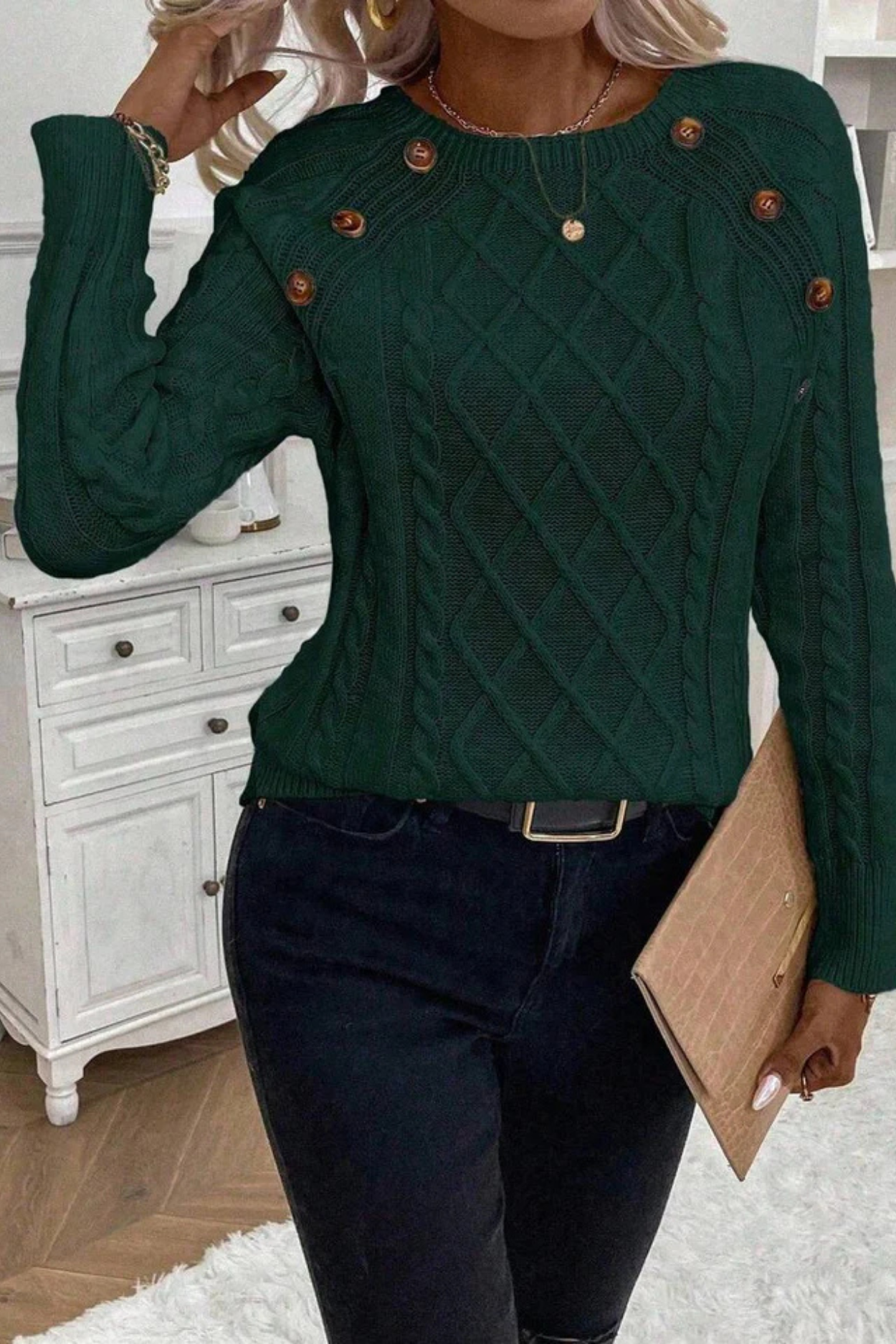 Cora | Knitted jumper with button details
