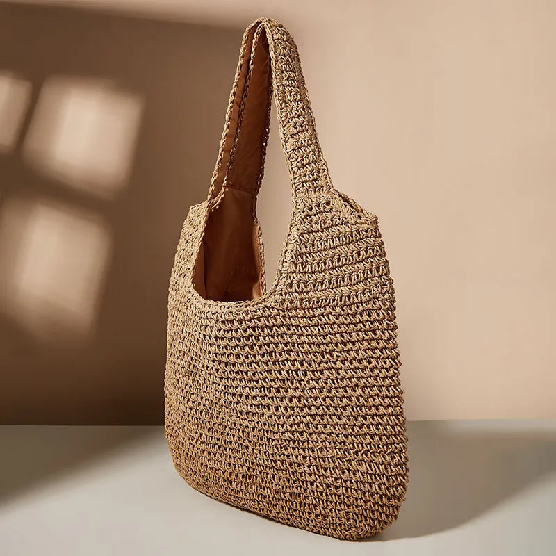 WW | Round Straw Shoulder Bag For Summer With Hand Weave