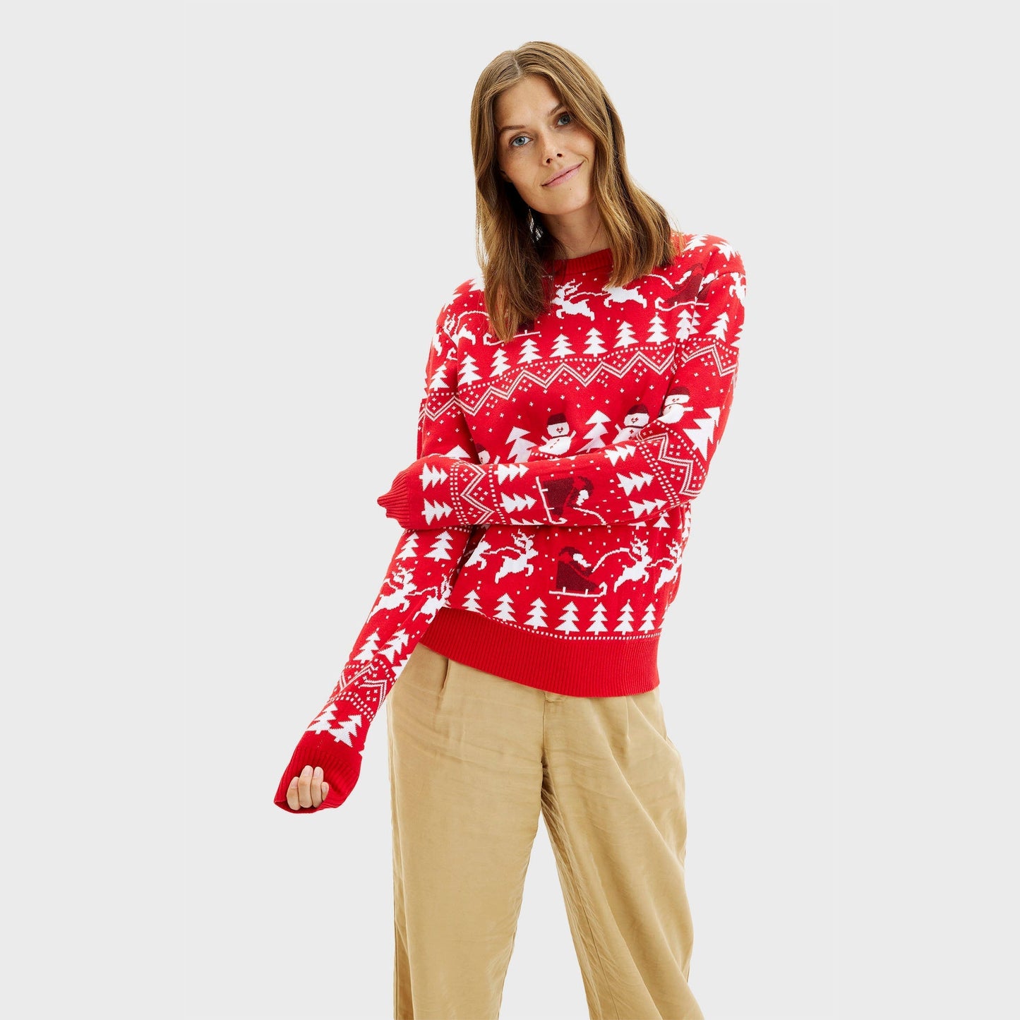 WW | Der stylische Weihnachts-Pullover rot - Damen