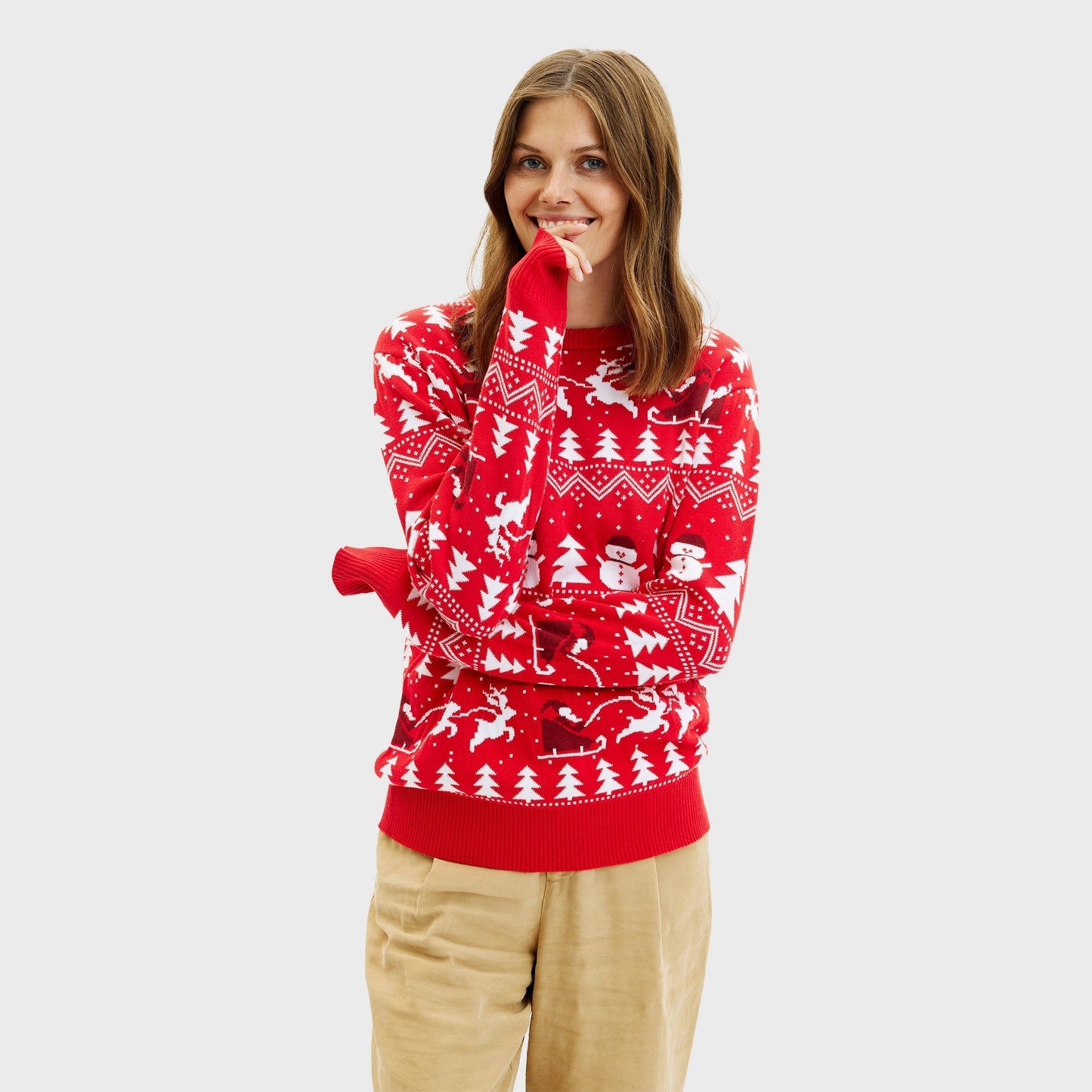 WW | Der stylische Weihnachts-Pullover rot - Damen