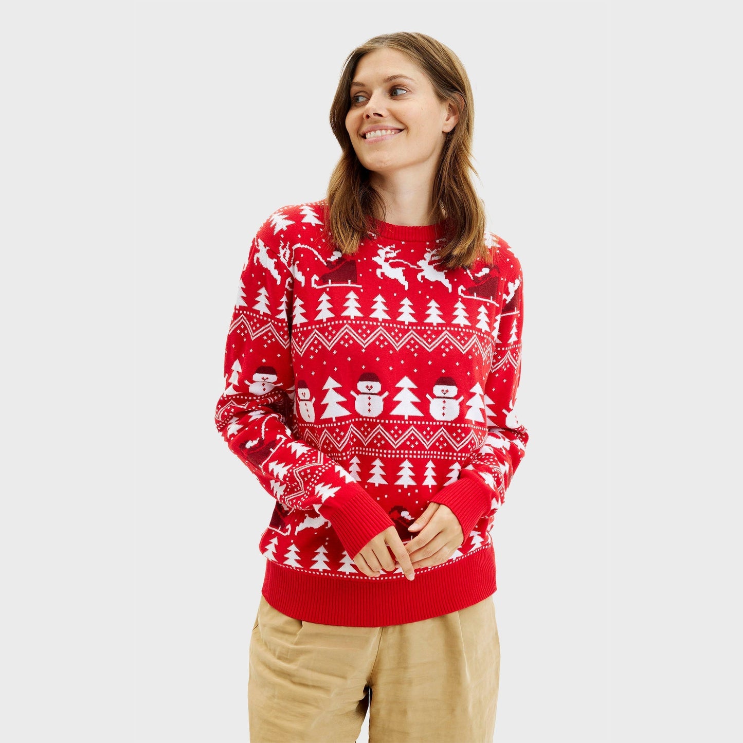 WW | Der stylische Weihnachts-Pullover rot - Damen