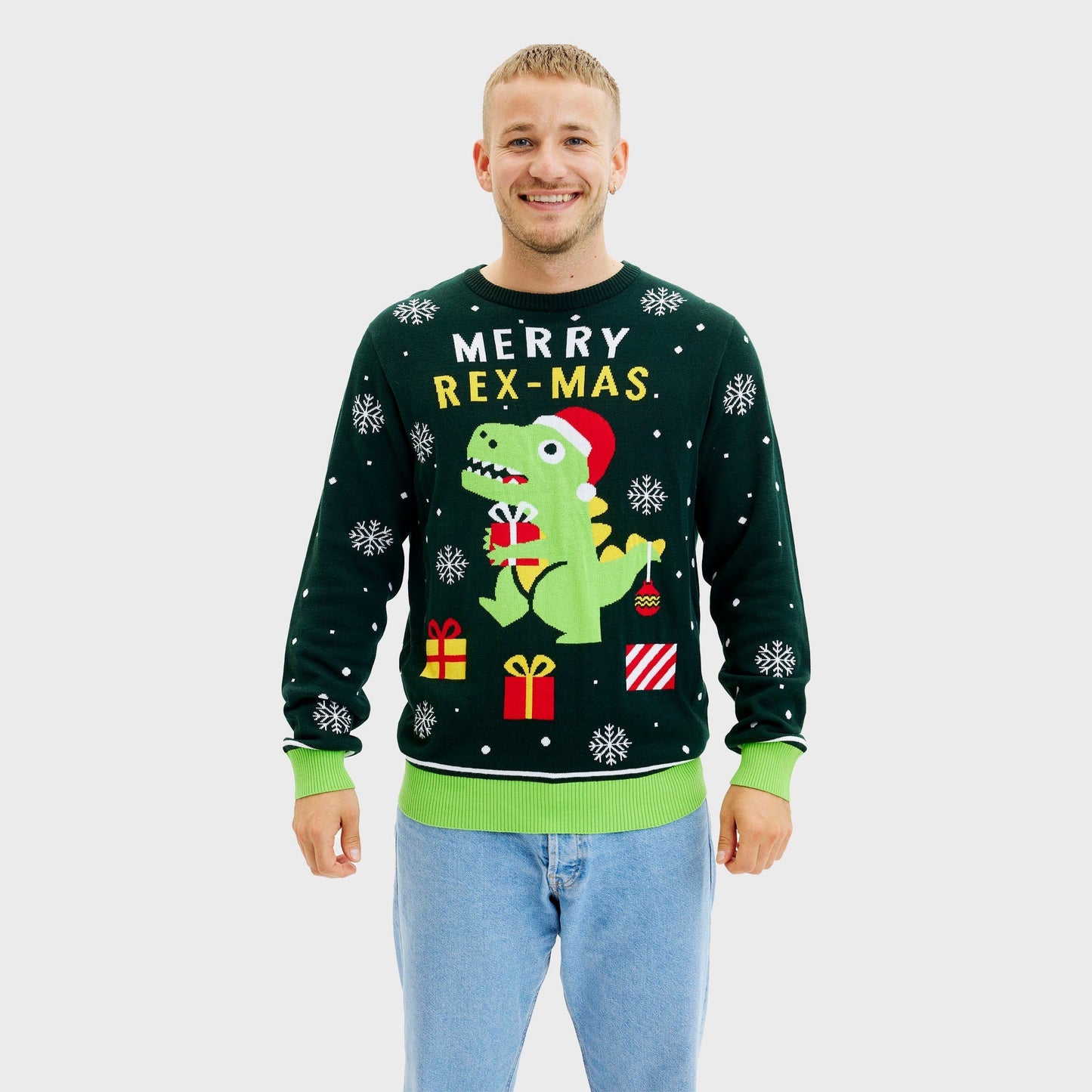 WW | Lustiger Dino Weihnachtspullover - Herren
