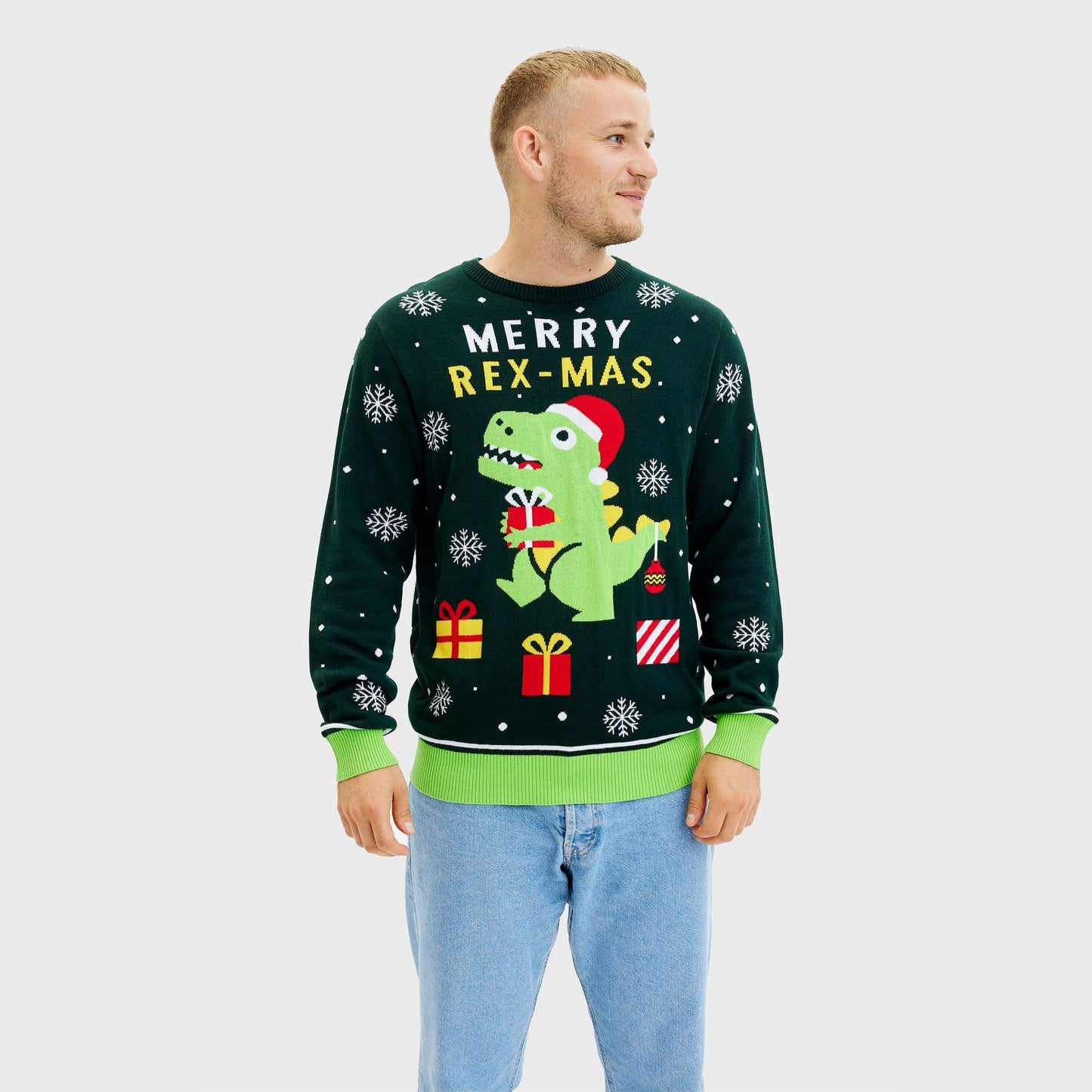 WW | Lustiger Dino Weihnachtspullover - Herren