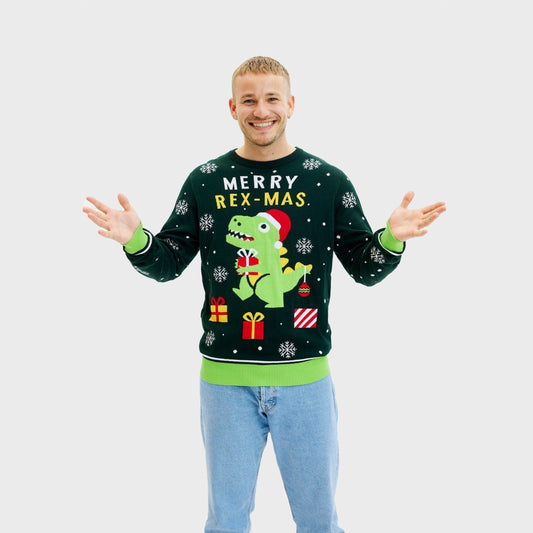WW | Lustiger Dino Weihnachtspullover - Herren