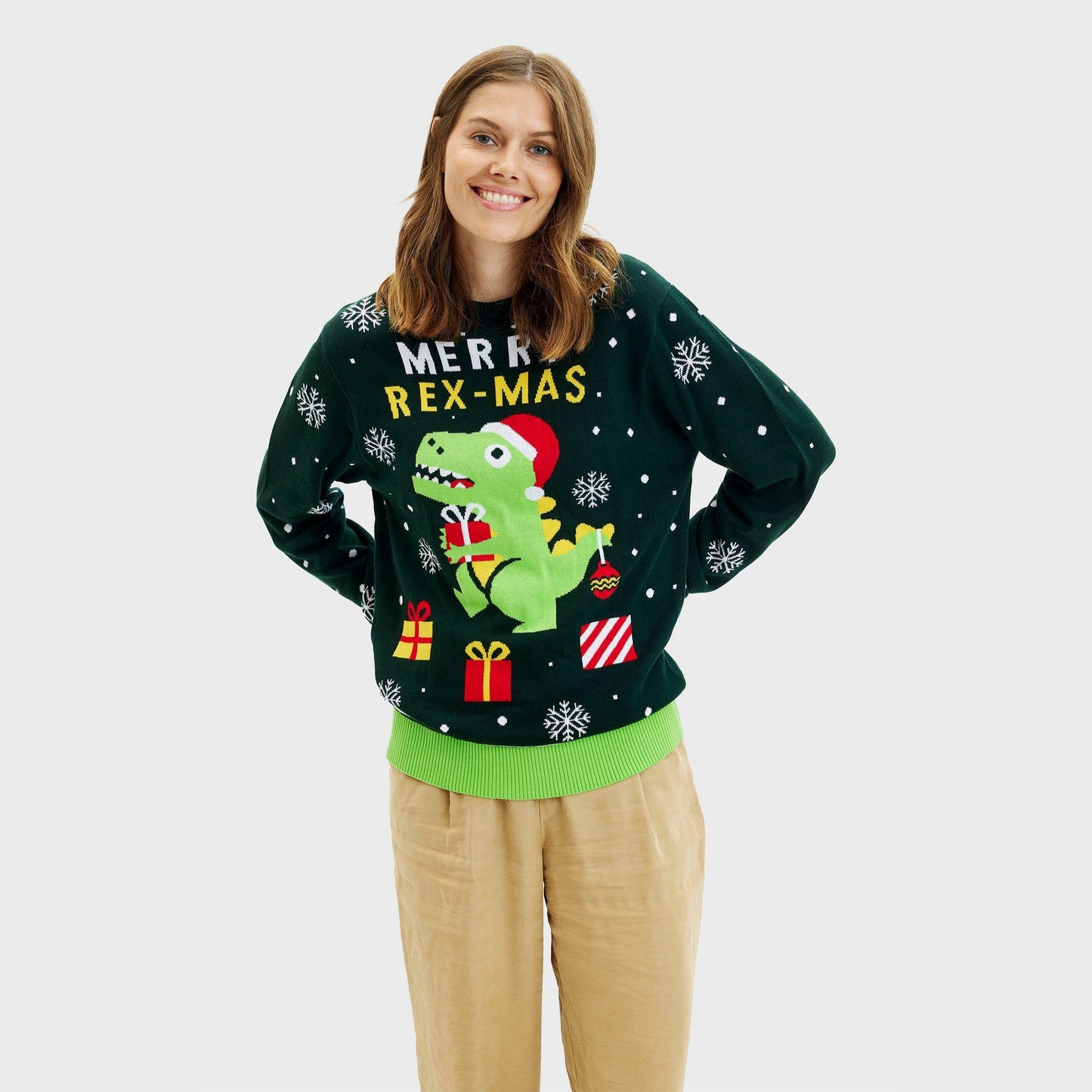 WW | Funny Dino Christmas Jumper - Women