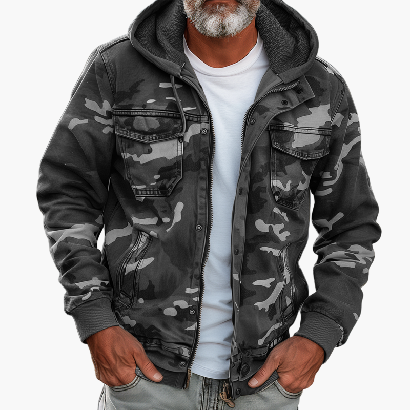 WW | Cargo-Jacke im Camouflage-Stil mit Kapuze - Modischer Outdoor- und Streetwear-Look