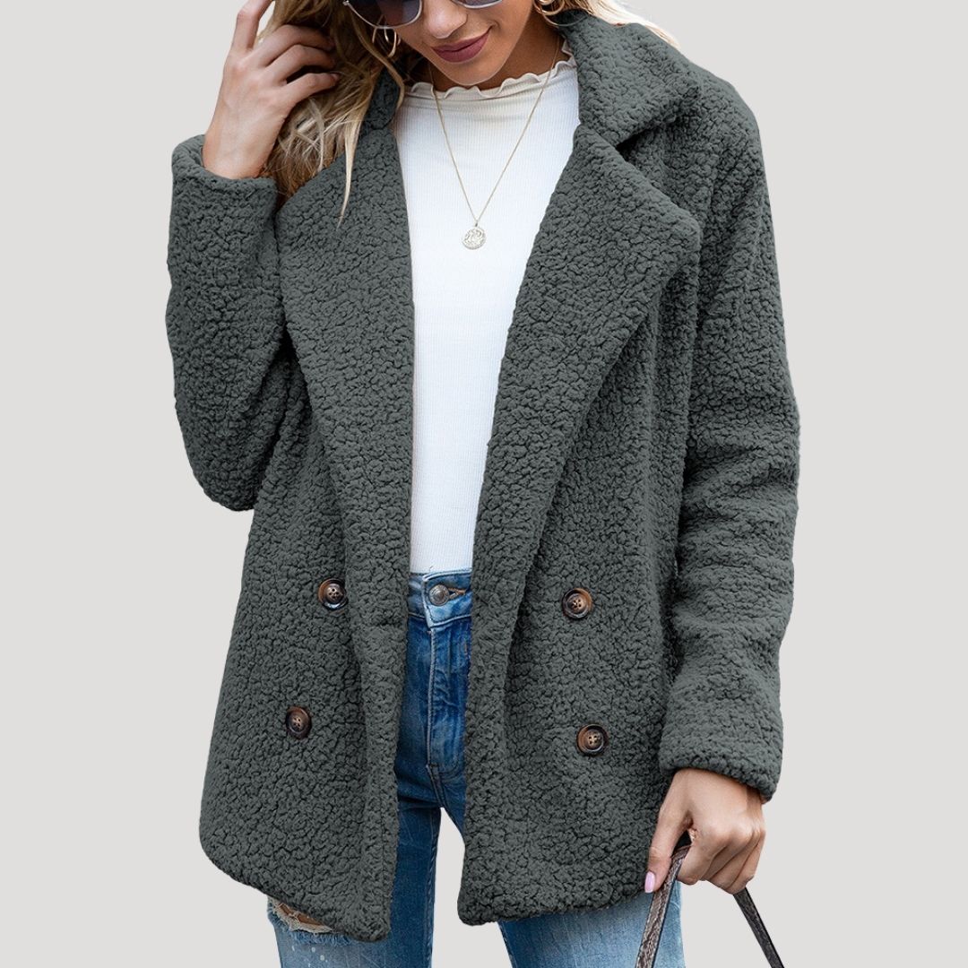 WW | Damen Doppelknopf Fleece Jacke Winterstil