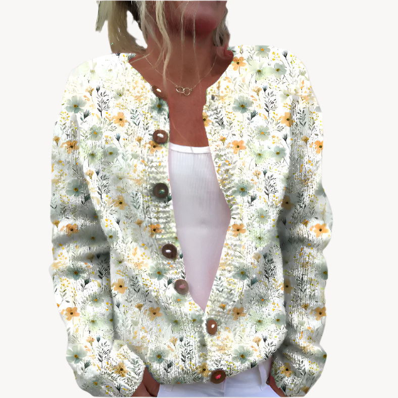 WW | Floral Buttoned Cardigan Cozy Elegance Versatile Style