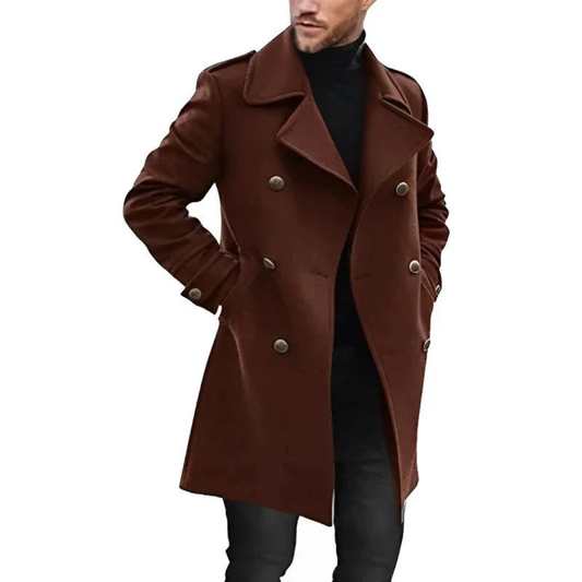 WW | Herren Wintermantel mit zweireihiger Vorderseite und Knopfdesign