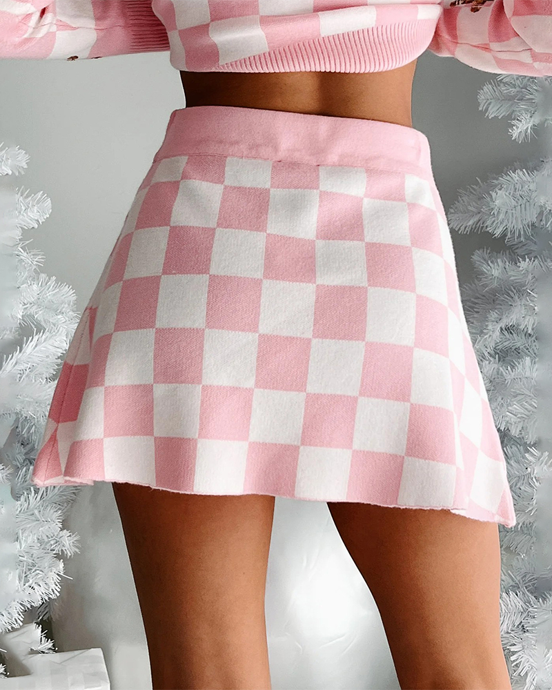 WW | Christmas Polka Dot Knitted Sweater Short Skirt Suit