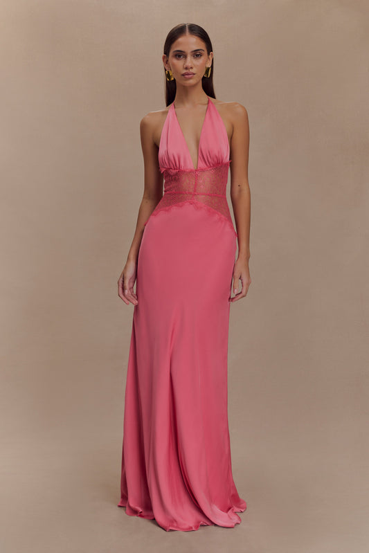 Kalira™ | Satin-Spitzen-Maxikleid