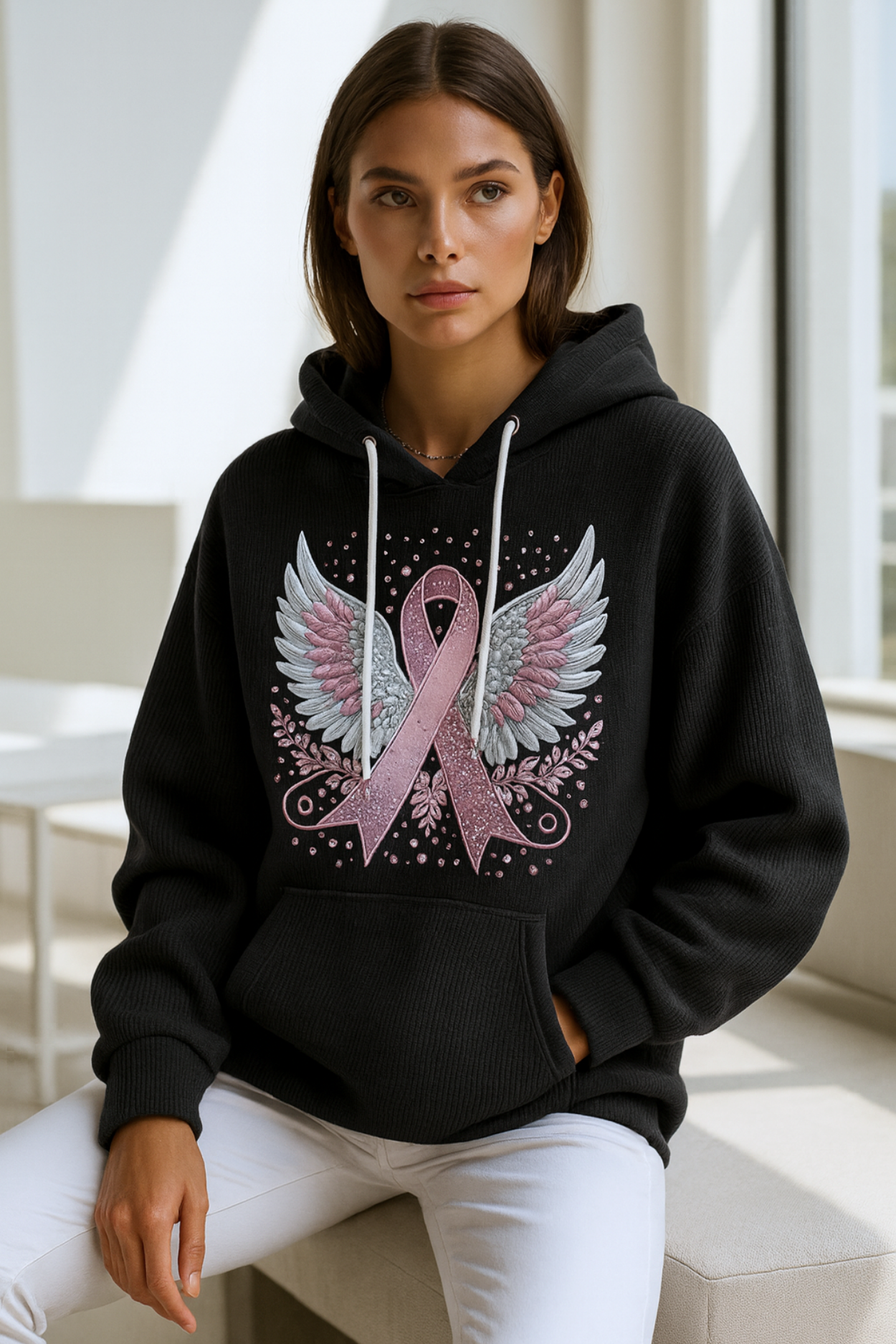 Briana | Sweater with Breast Cancer Ribbon