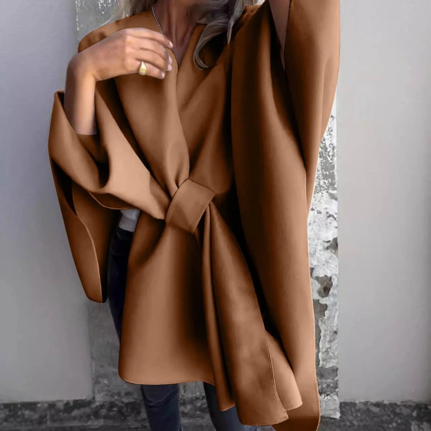 WW | Cosy knitted long cardigan with batwing sleeves