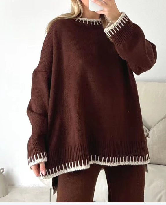 WW | Damen Strick Zweiteiler mit Pullover und Hose