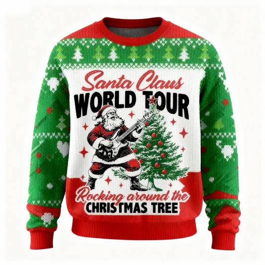 WW | Santa Claus Print Unisex Lustiger Weihnachts-Pullover - Lustiger Feiertags-Party-Pullover