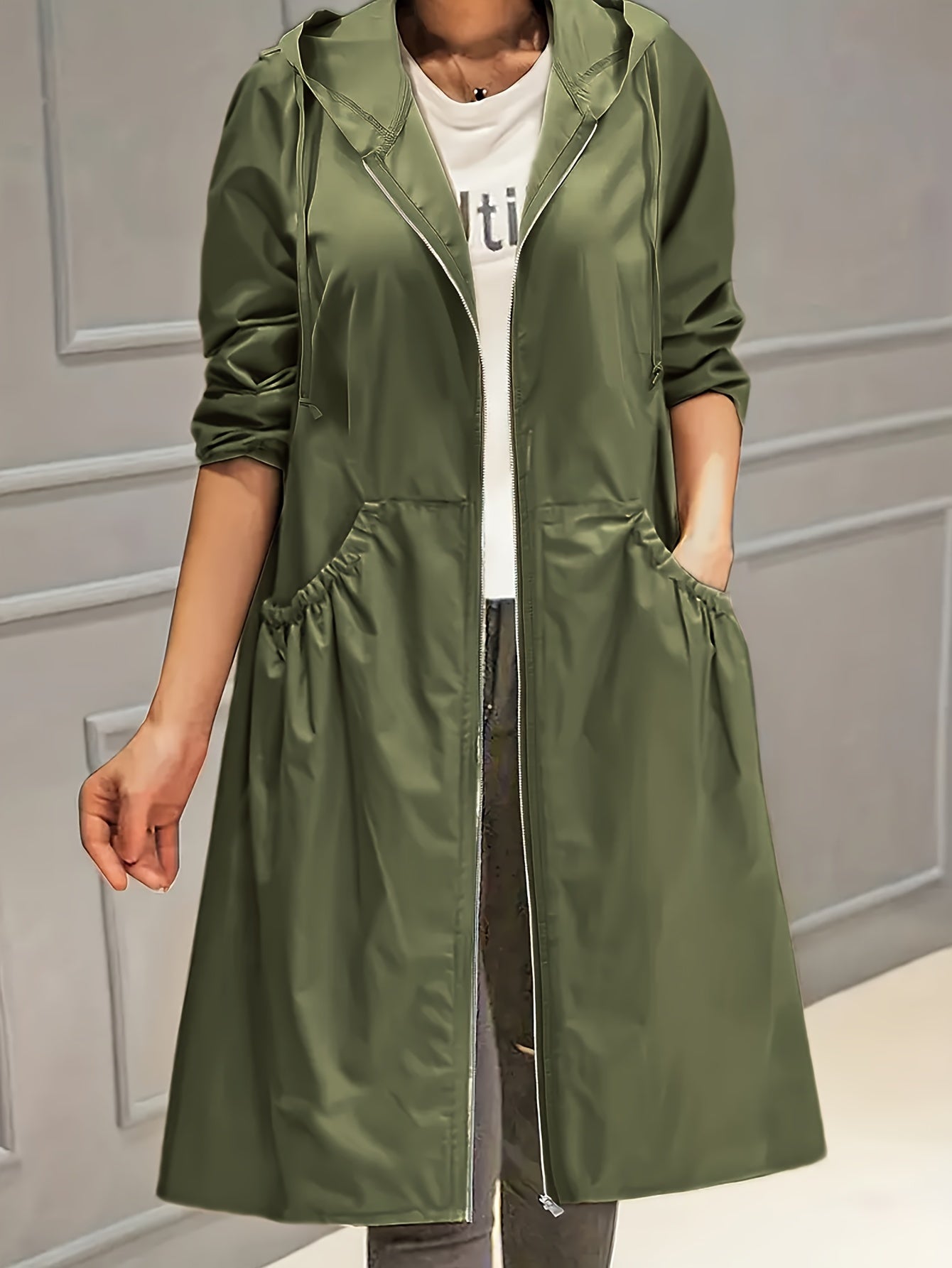 WW | Vintage-Trenchcoat mit gegürteten langen Ärmeln für Damen - Perfekt für jeden Anlass