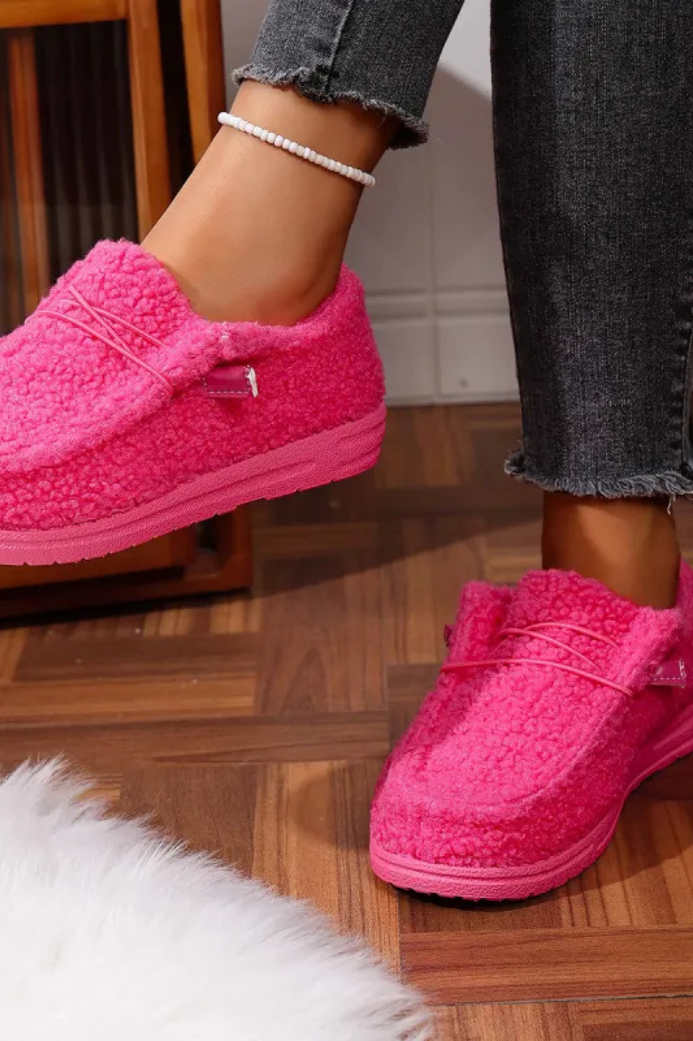 Winnie Warm Teddy Slippers - Pink