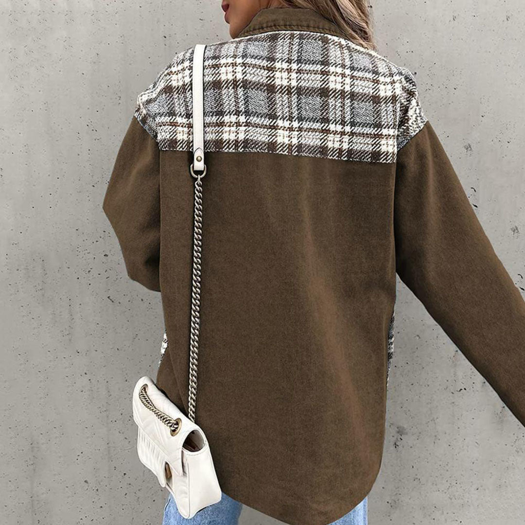WW | Stylish checked jacket with classic collar for women