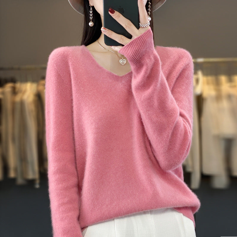 WW | Lockere Damenpullover mit V-Ausschnitt für Herbst und Winter