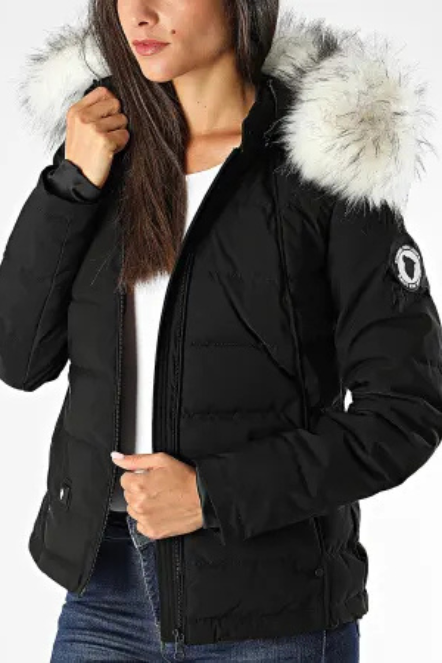 Freya | Women's Heated Down Jacket with Hood and Faux Fur