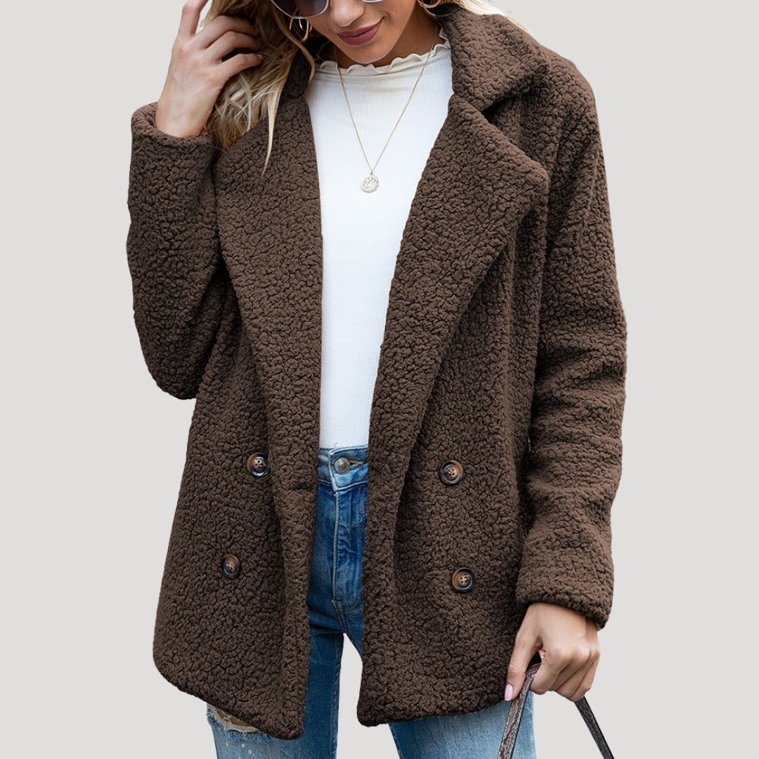 WW | Damen Doppelknopf Fleece Jacke Winterstil