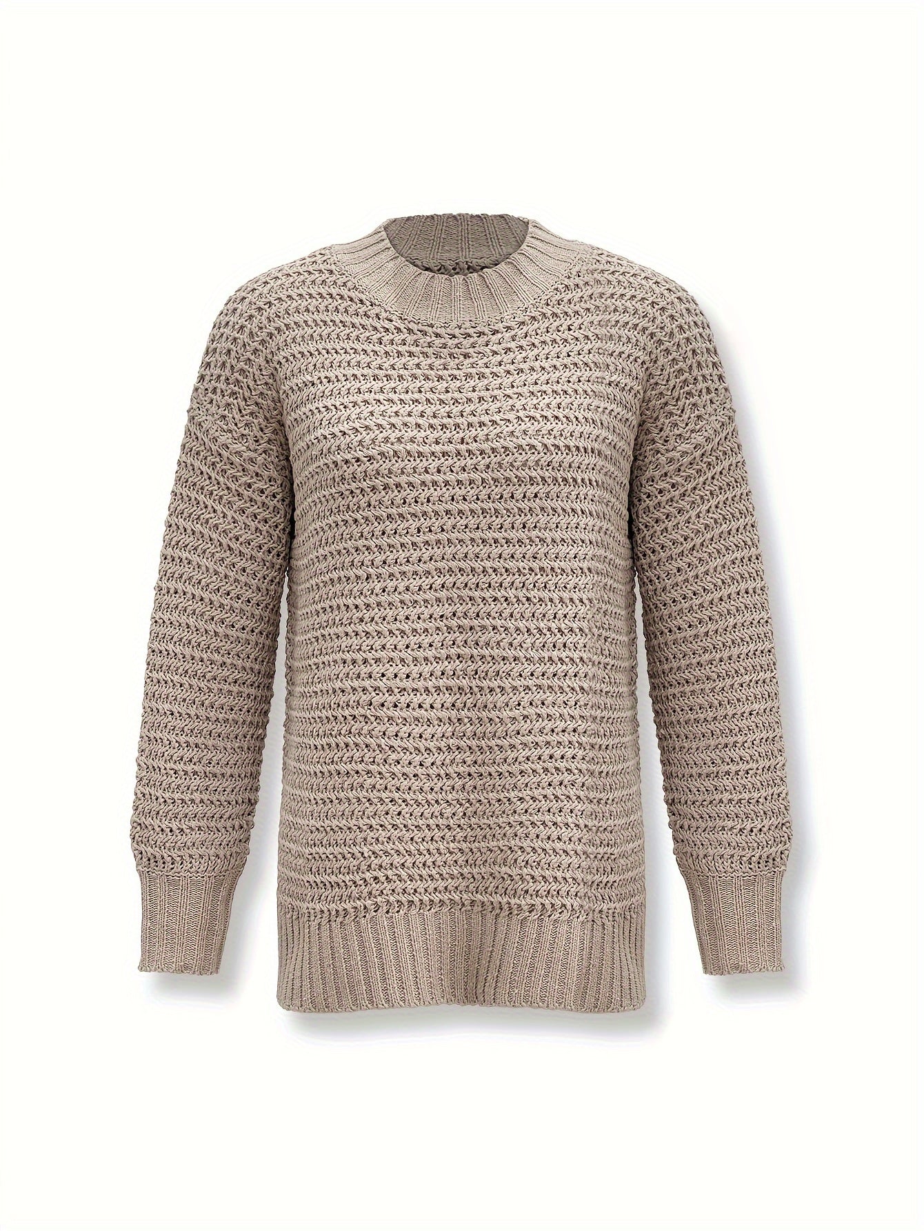WW | Cotton roll-neck jumper with split long sleeves, women's jumper - perfect for everyday wear