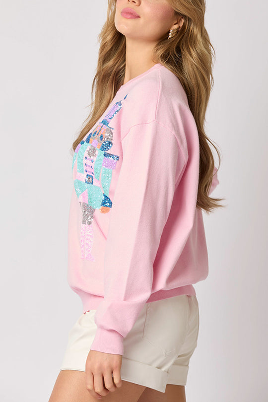 WW | Weihnachtssoldat Pailletten Mode Lässiger Sweatshirt