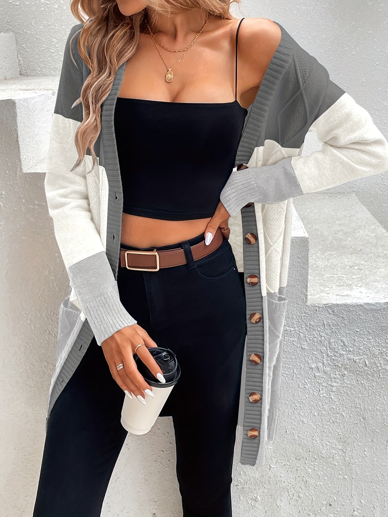 WW | Women's One-Button Wool Knit Cardigan - Perfect for Everyday Wear