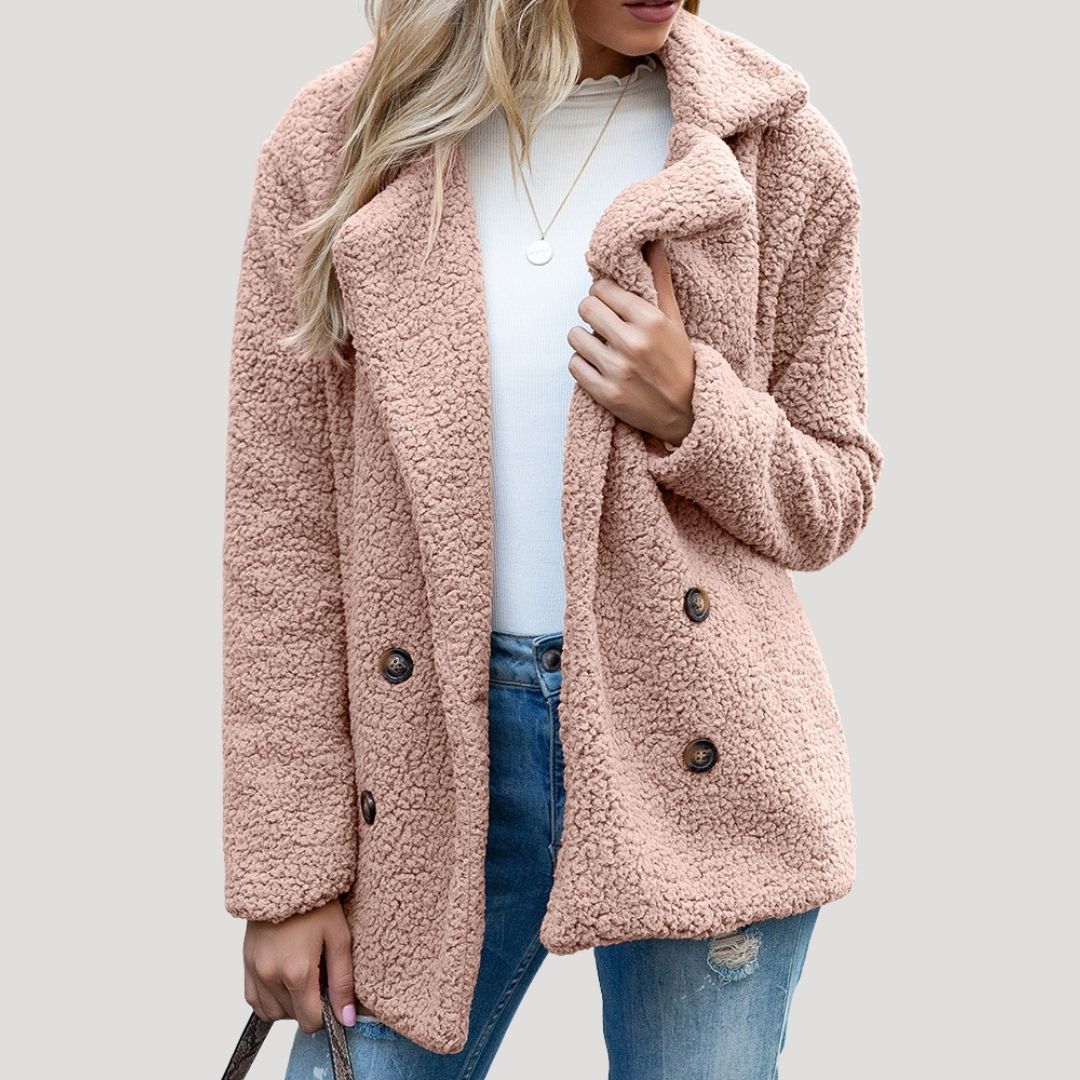 WW | Damen Doppelknopf Fleece Jacke Winterstil