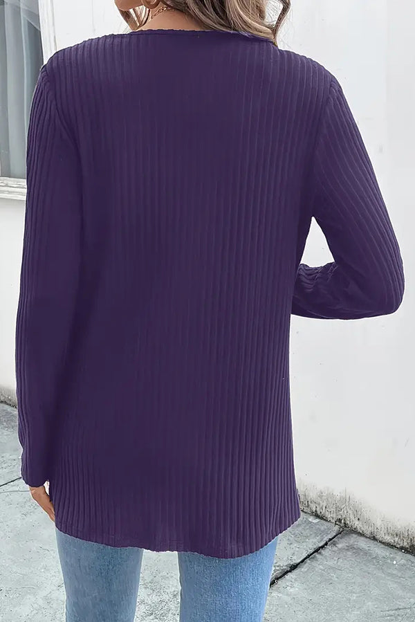 WW | Boho knit cardigan with floral trim and long sleeves