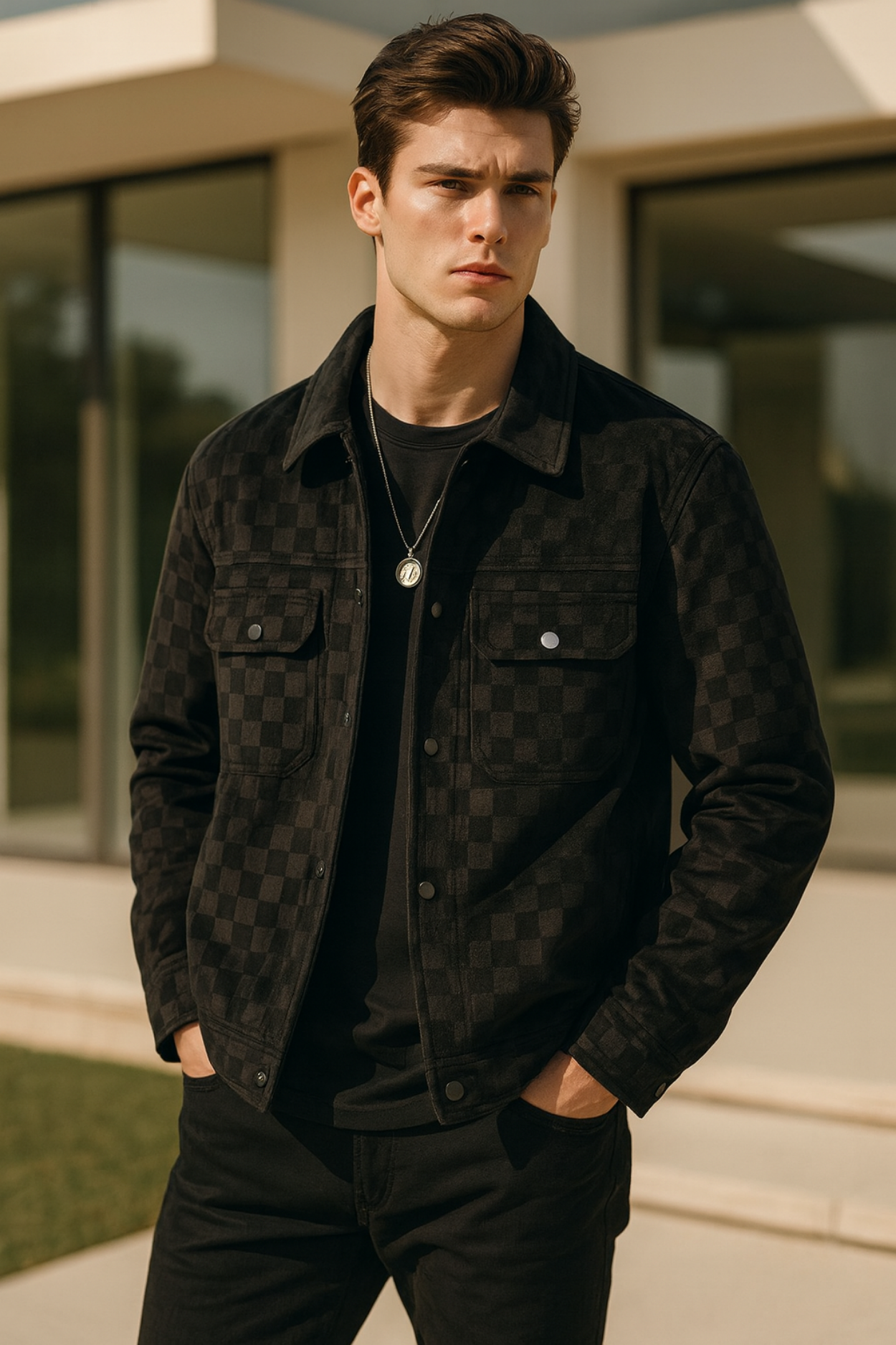 Nico | Checkered Velour Suede Jacket