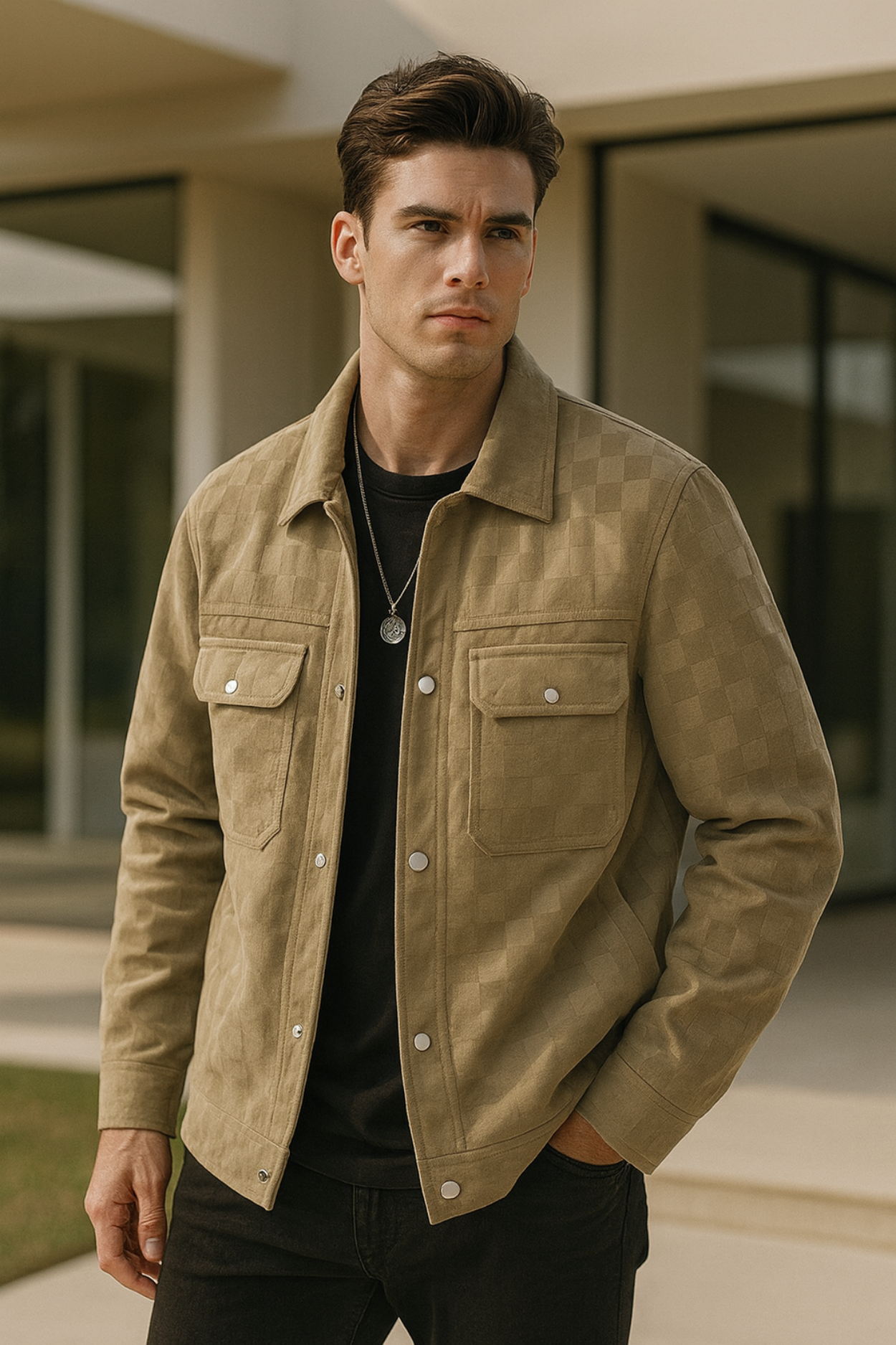 Nico | Checkered Velour Suede Jacket