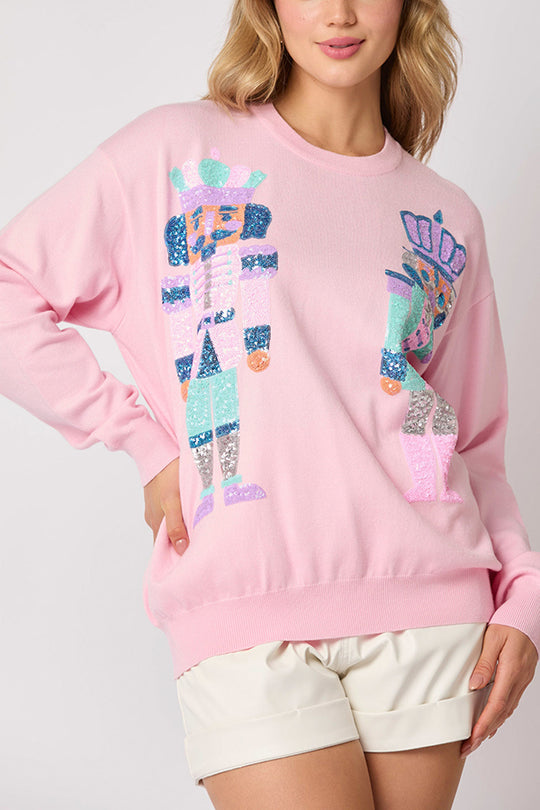 WW | Weihnachtssoldat Pailletten Mode Lässiger Sweatshirt