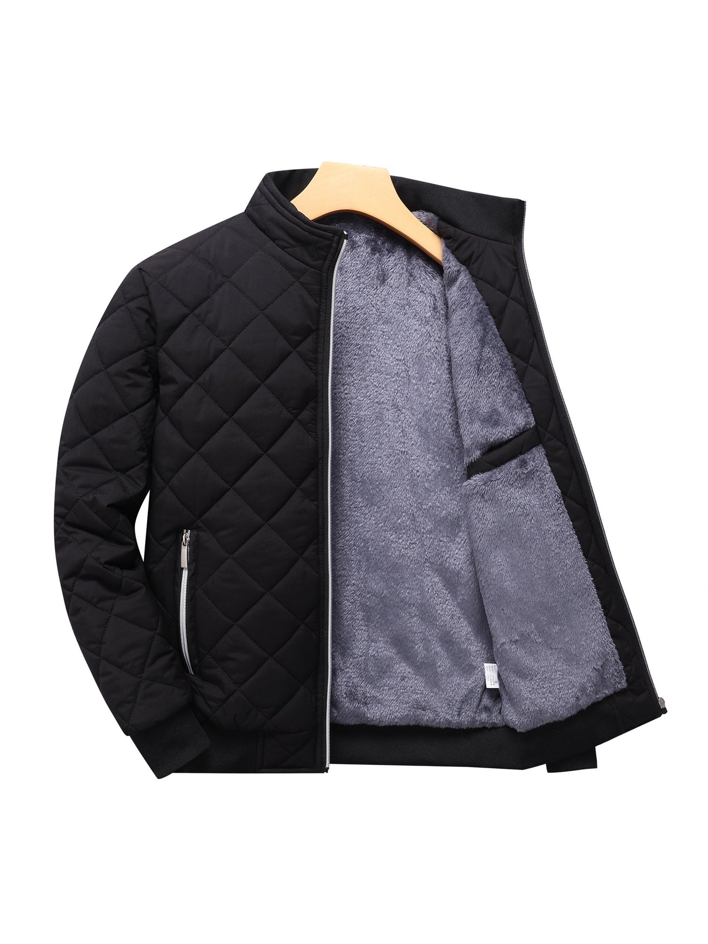 WW | Men's Casual Solid Fleece Warm Puffer Jacket - Perfect for Cold Winter Days