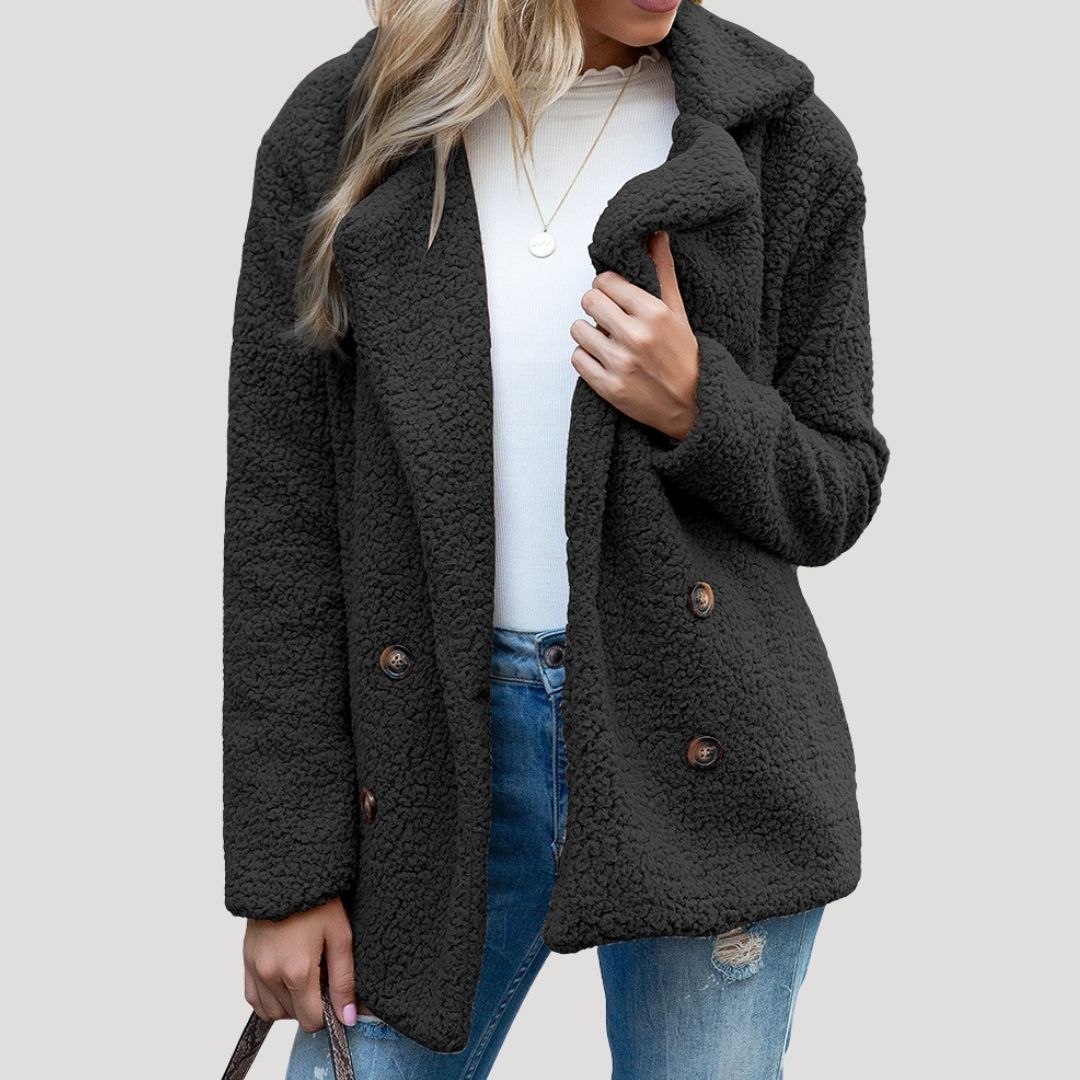 WW | Damen Doppelknopf Fleece Jacke Winterstil