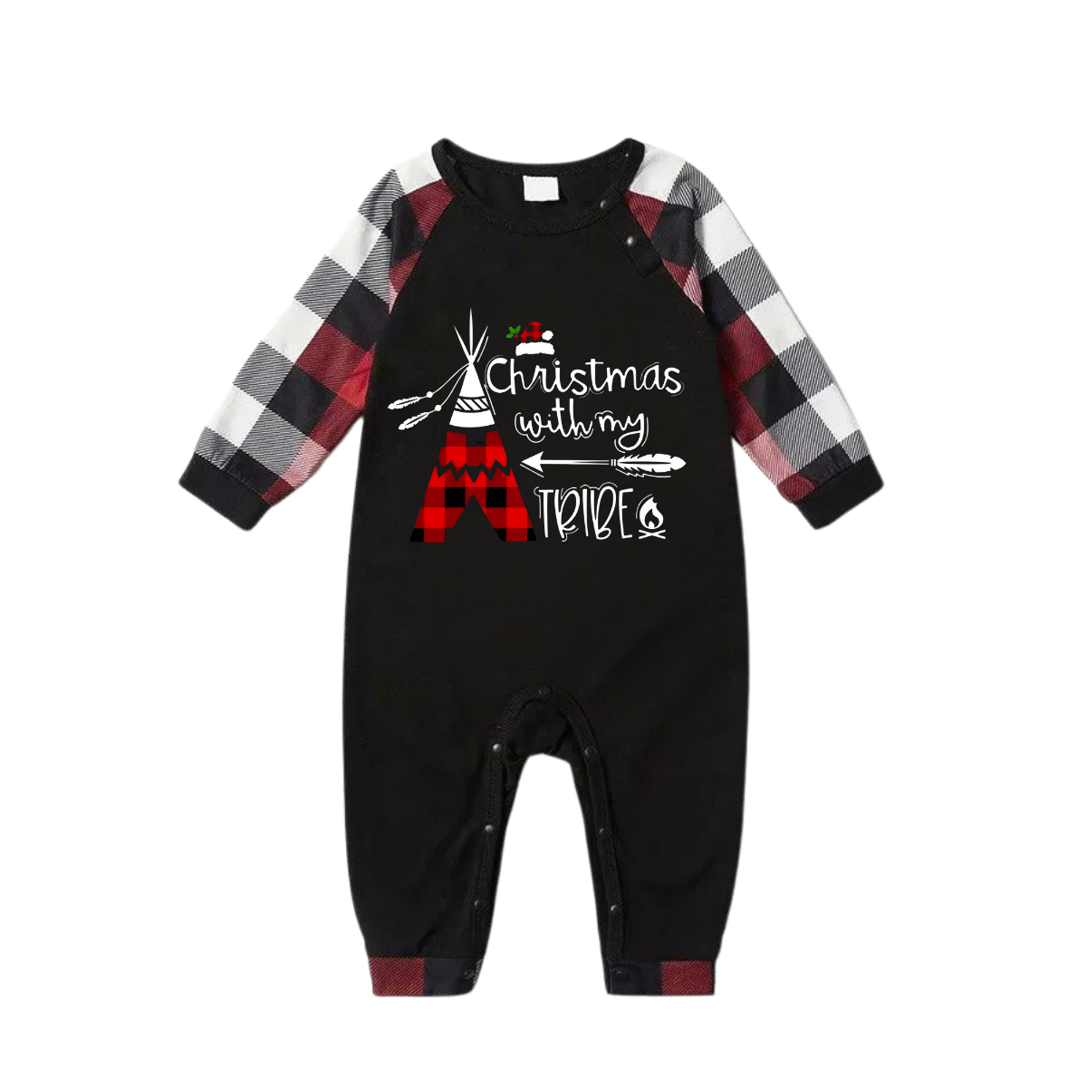 WW | "Weihnachten Mit Meinem Stamm" Muster Ⅱ - Rot&Schwarz&Weiß Karierte Passende Pyjamas