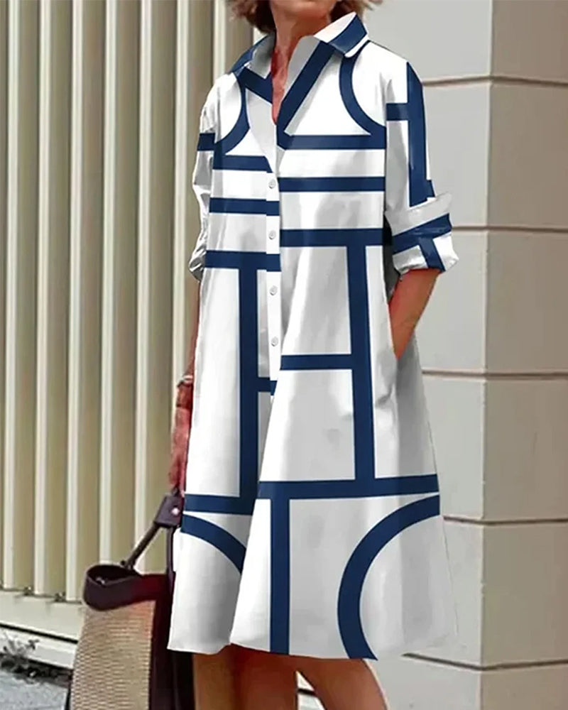 WW | Kleid mit Taschen und Geometrischem Druck