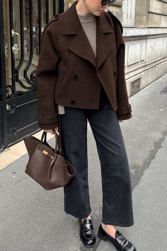 WW | Revers Temperament Doppelreiher Haar Wolljacke
