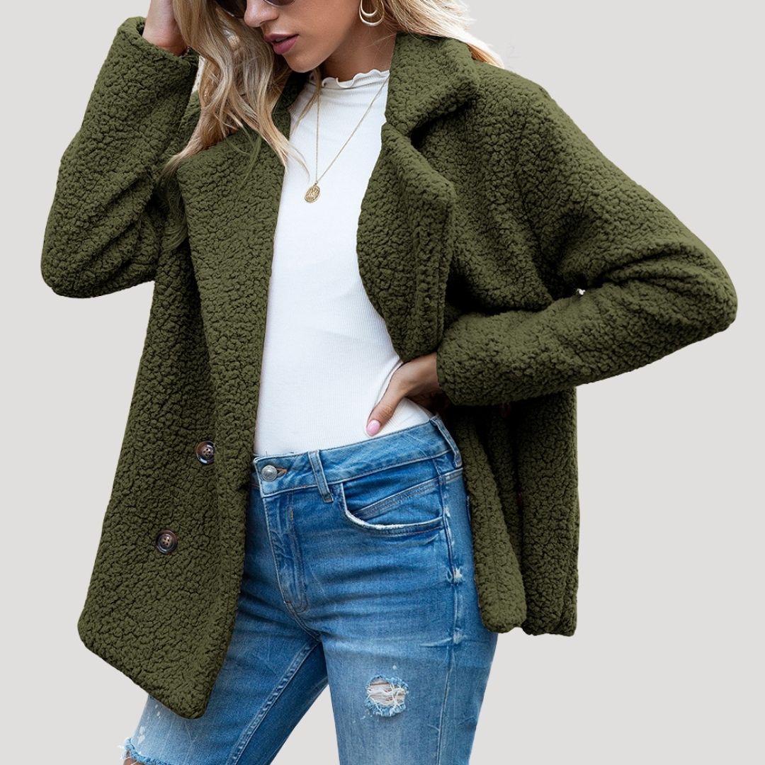 WW | Damen Doppelknopf Fleece Jacke Winterstil