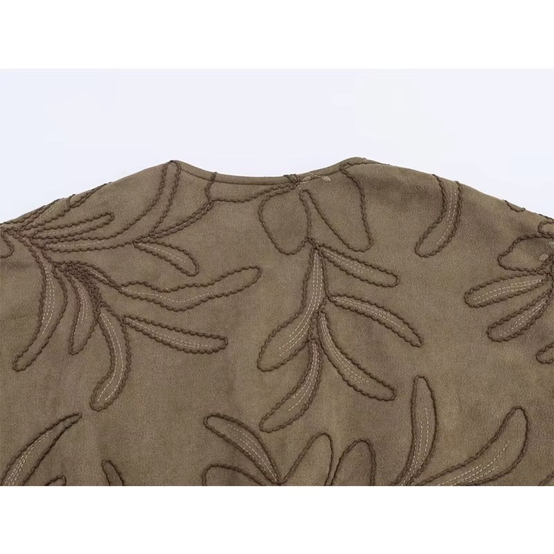 WW | Bomber jacket with suede texture and embroidery